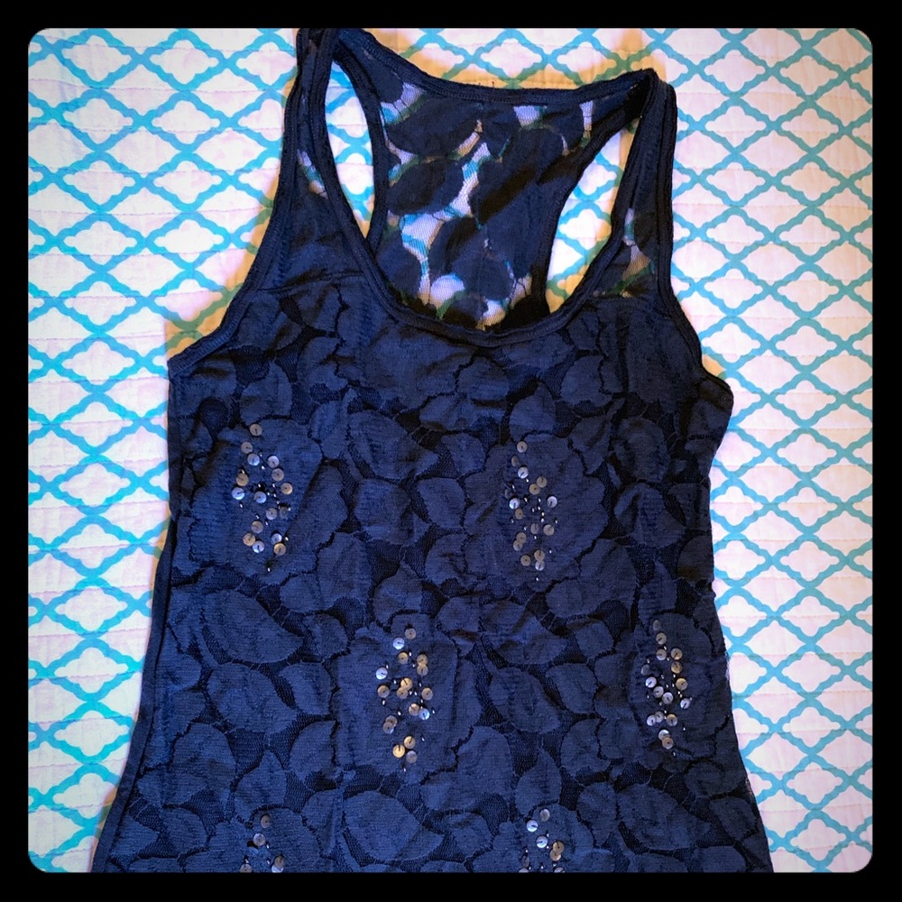 Floral lace racer tank